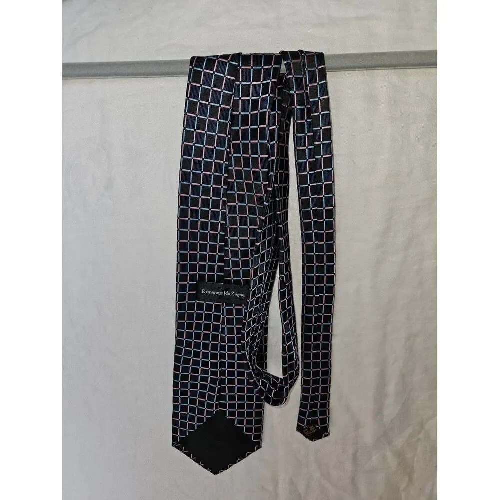 ERMENEGILDO ZEGNA Lot of 2 Ties 100% Silk Squares and Diamonds Duo